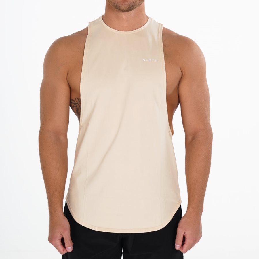 Beige Men's NVGTN Pulse Edge Tanks Dubai | o57UU4pj