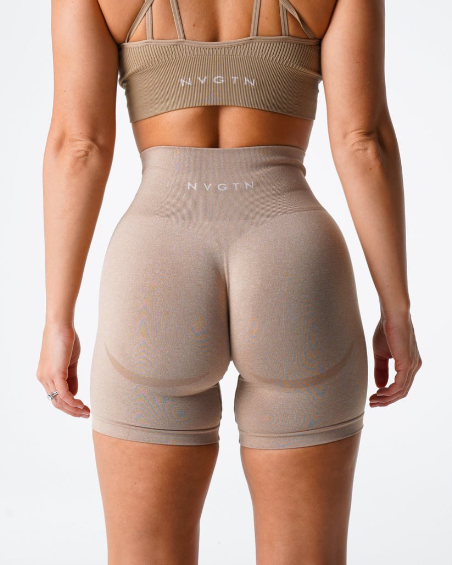 Beige Women's NVGTN Contour Seamless Shorts Dubai | zdFeBOTZ