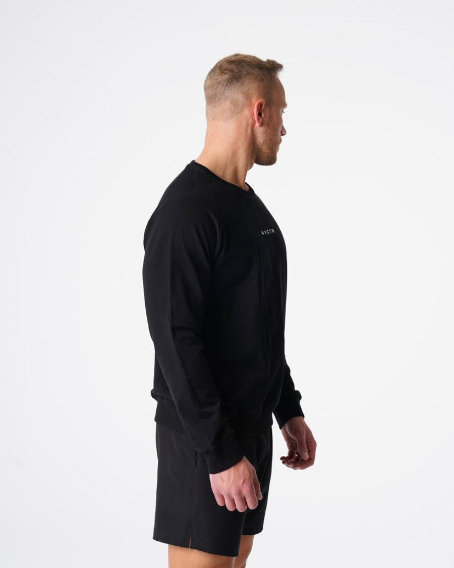 Black Men's NVGTN Crew Neck Sweatshirts Dubai | 6Gl1KGa9