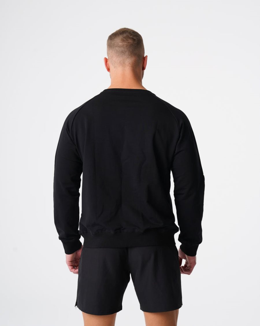 Black Men's NVGTN Crew Neck Sweatshirts Dubai | 6Gl1KGa9