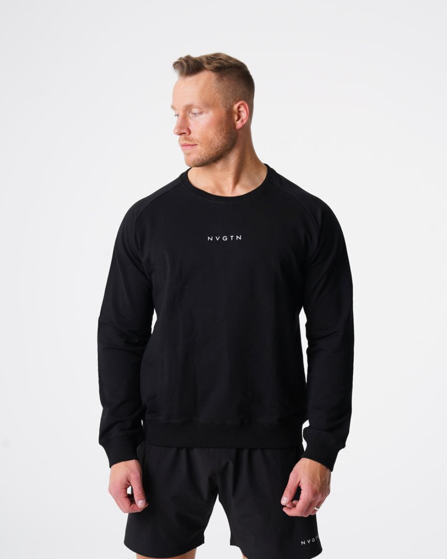 Black Men\'s NVGTN Crew Neck Sweatshirts Dubai | 6Gl1KGa9