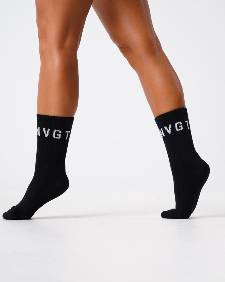 Black Men's NVGTN Crew Socks Accessories Dubai | FDLMYGuf