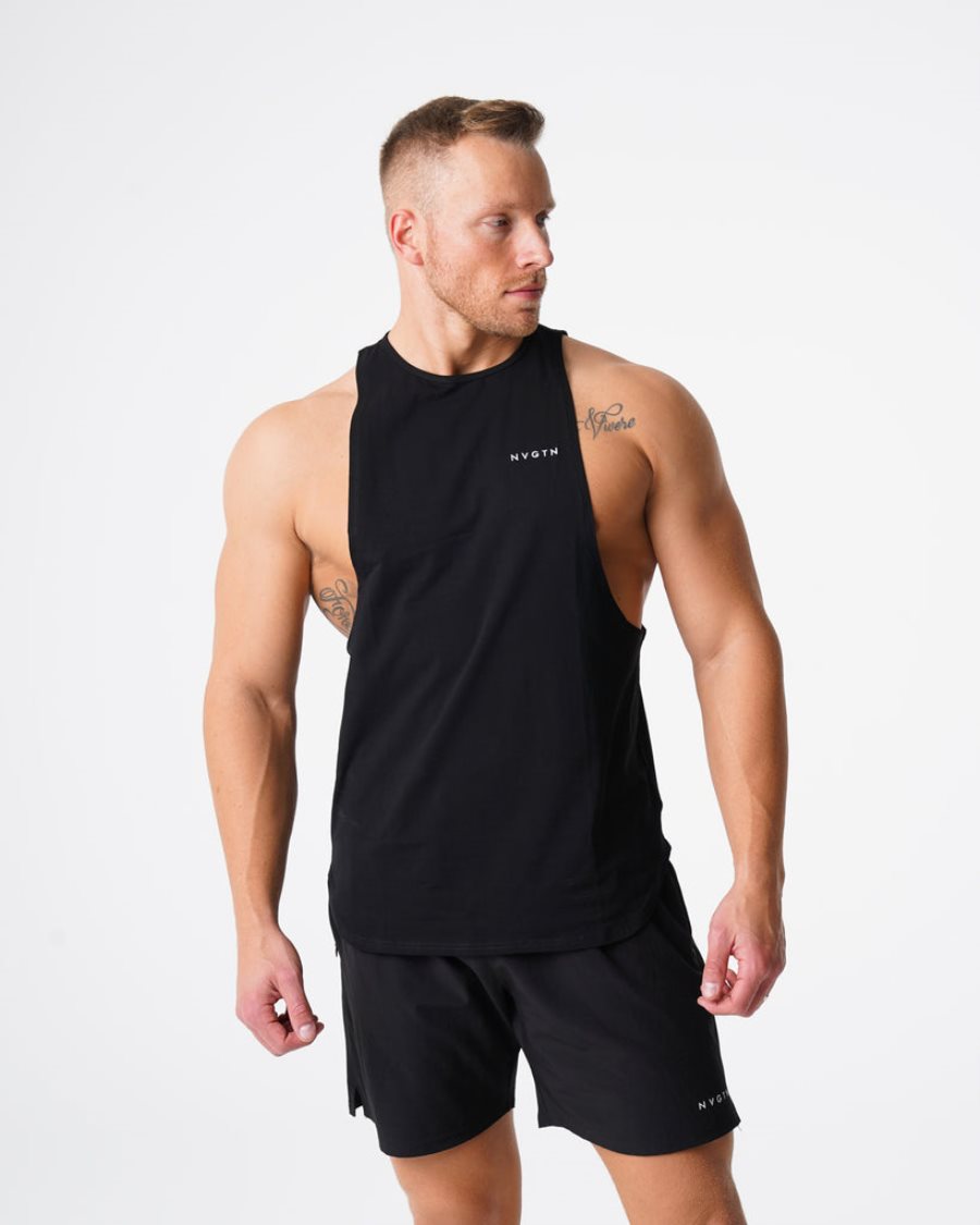 Black Men's NVGTN Pulse Edge Tanks Dubai | 6YqTMw1Q