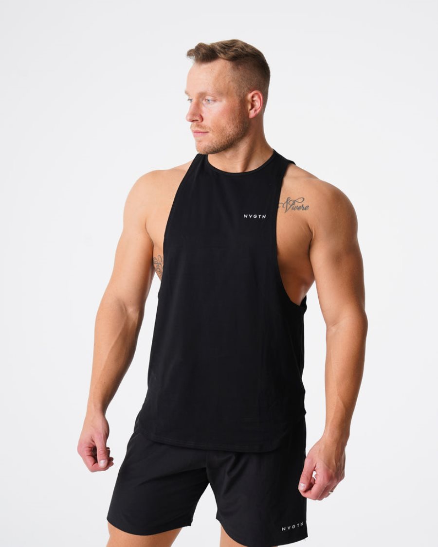 Black Men's NVGTN Pulse Edge Tanks Dubai | 6YqTMw1Q