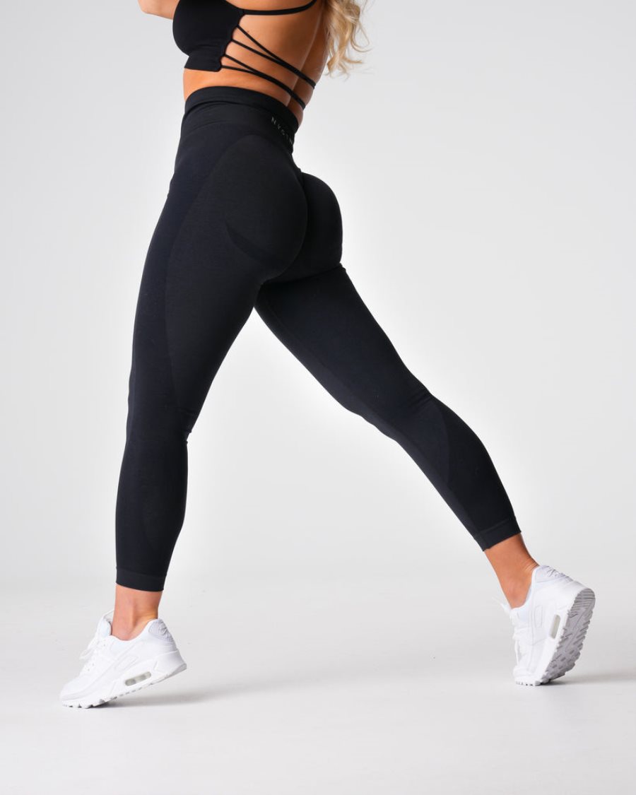 Black Women's NVGTN Contour 2.0 Seamless Leggings Dubai | FSftaeoT