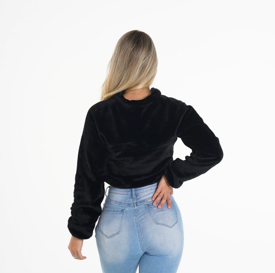 Black Women's NVGTN Cropped Teddy Fleece Dubai | OzsXESNe