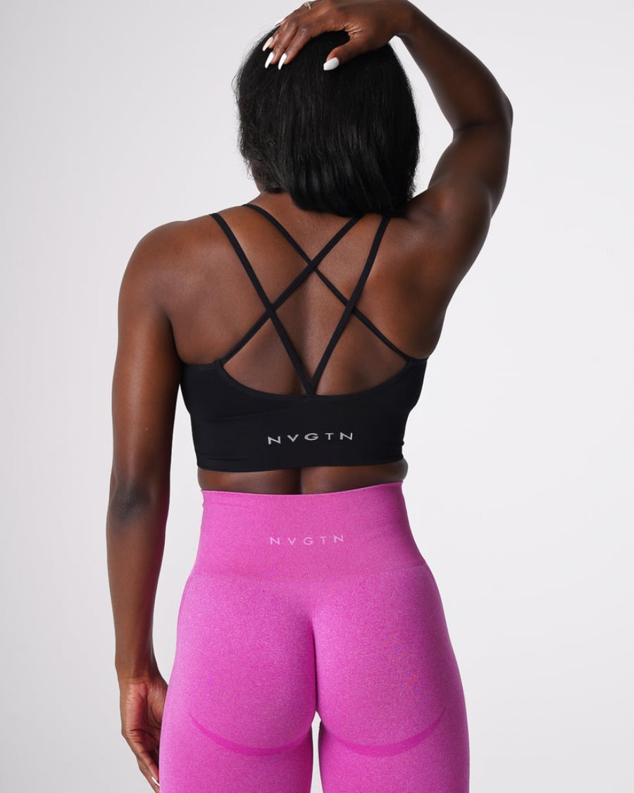 Black Women's NVGTN Flourish Seamless Sports Bra Dubai | 9pRSoY1G