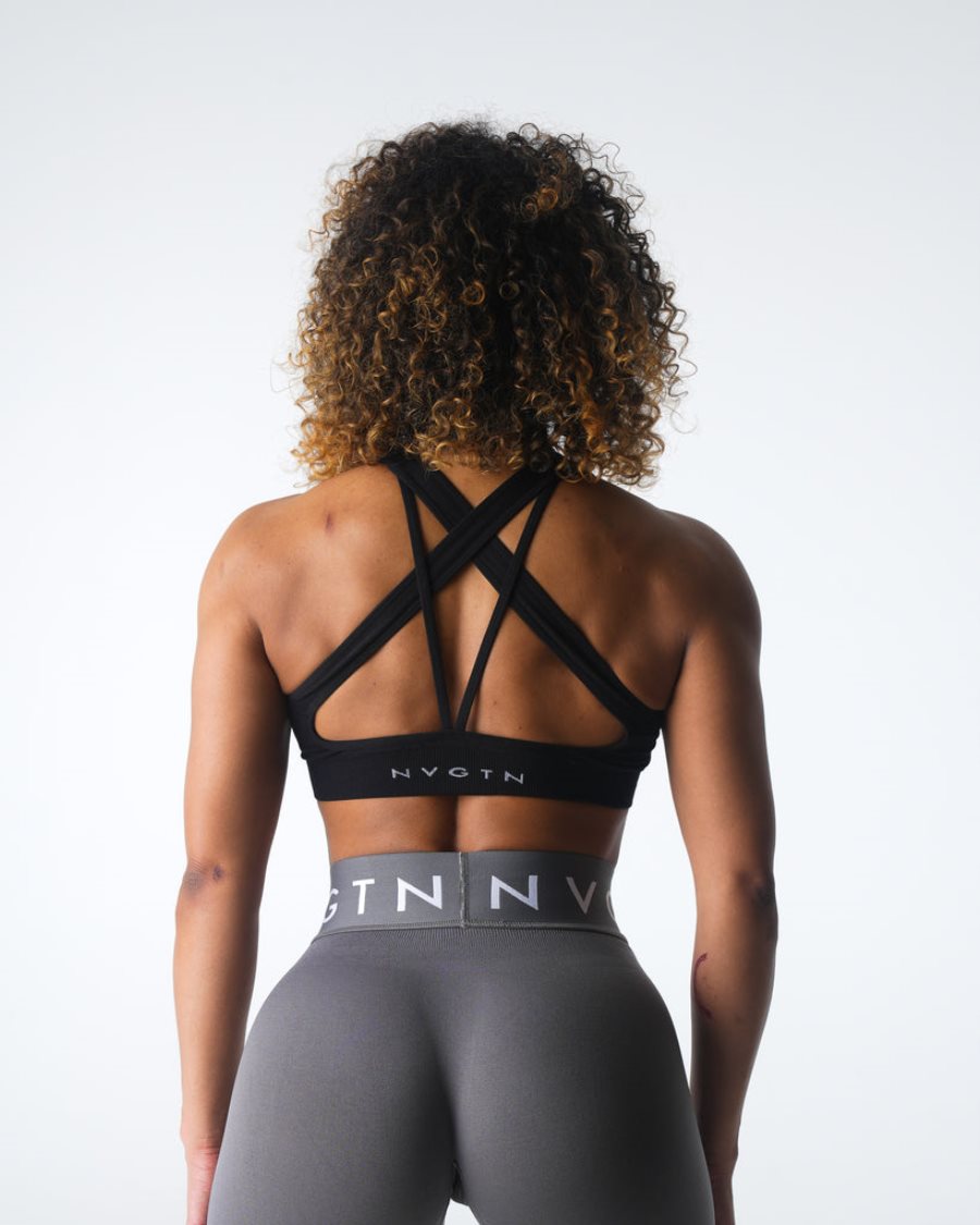 Black Women\'s NVGTN Inspire Seamless Sports Bra Dubai | zEUbQd0P