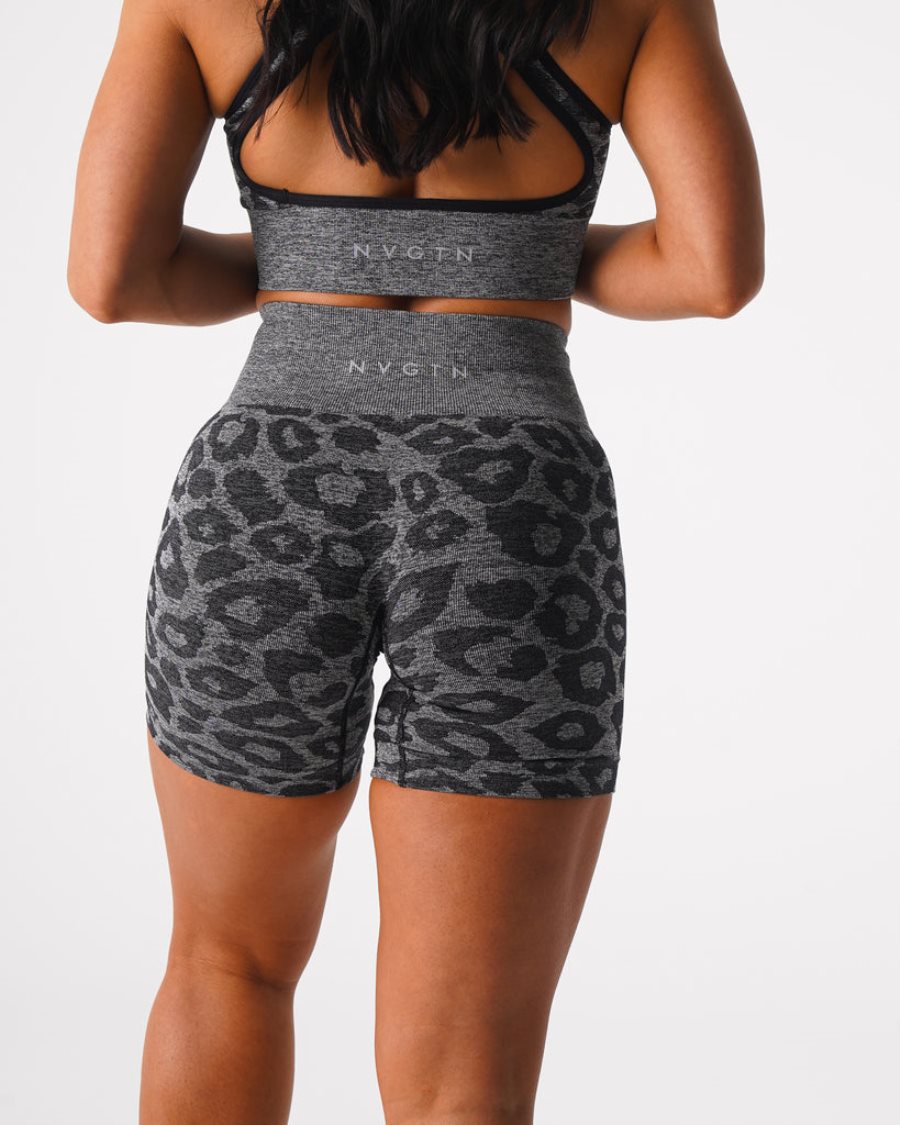 Black Women's NVGTN Leopard Seamless Shorts Dubai | beohGsXi