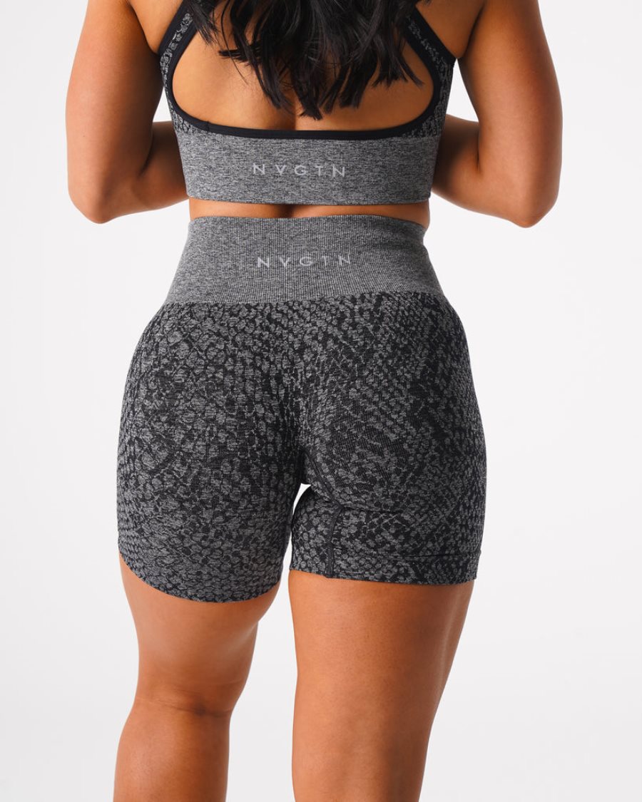 Black Women's NVGTN Snakeskin Seamless Shorts Dubai | qeV2Zeql