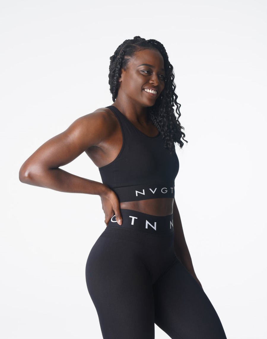 Black Women's NVGTN Trilogy Sport Seamless Sports Bra Dubai | EkuYpAnF