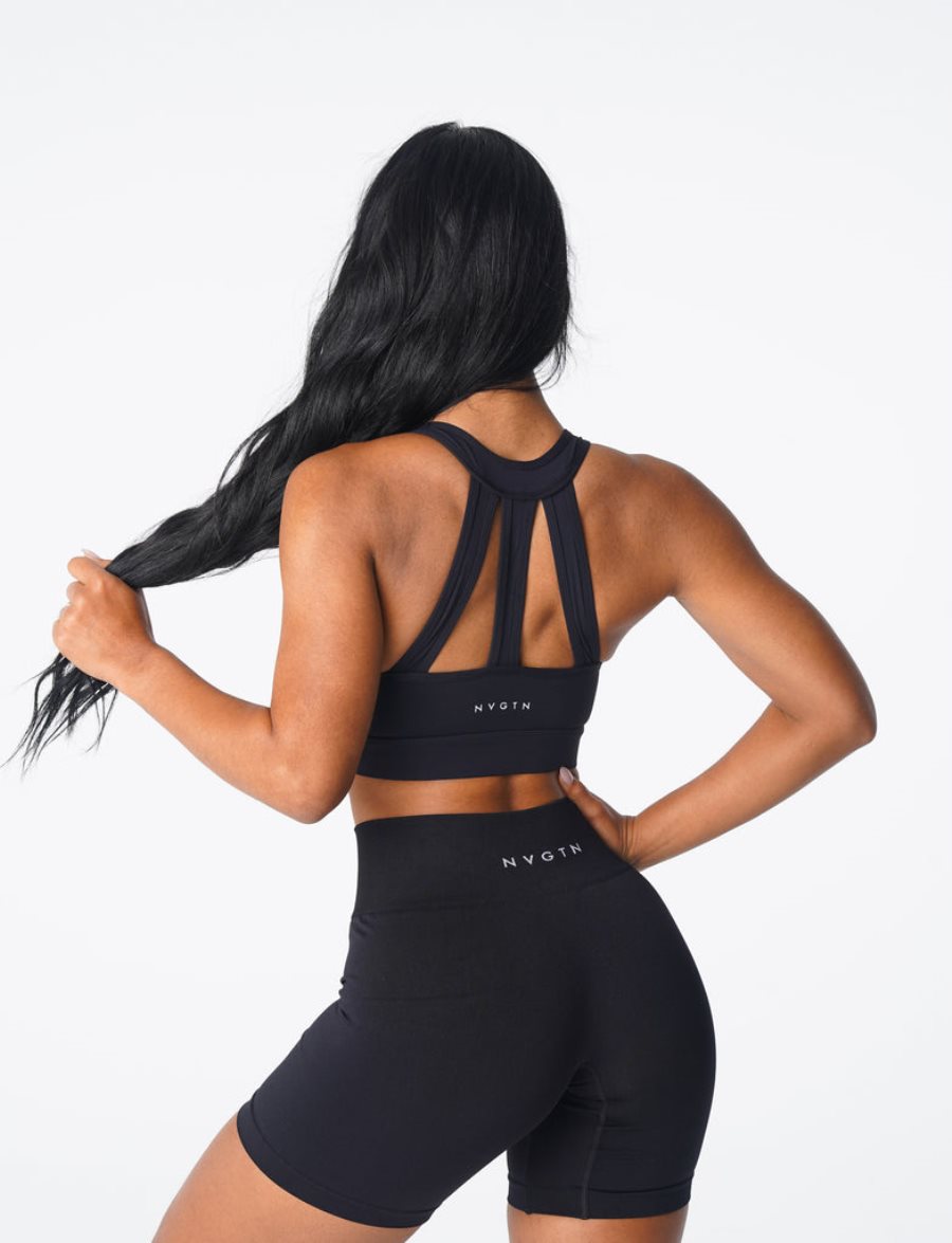 Black Women's NVGTN Trio Sports Bra Dubai | GwYN2O3N