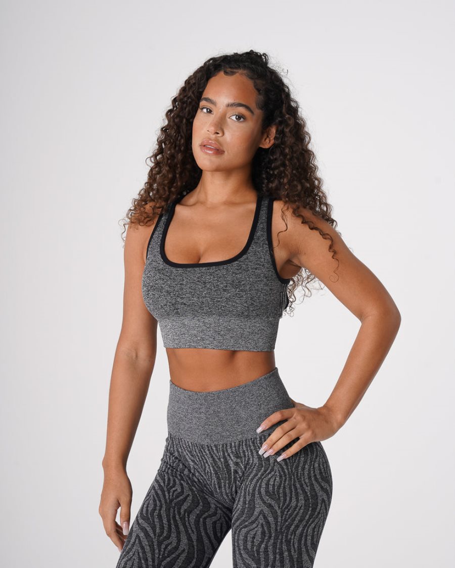 Black Women's NVGTN Zebra Eclipse Seamless Sports Bra Dubai | 0XOVh0R9