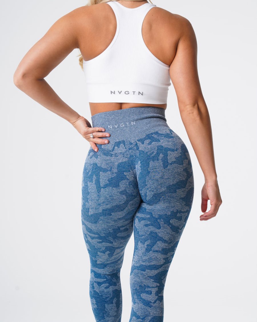 Blue Women's NVGTN Camo Seamless Leggings Dubai | 6n0rVUyE