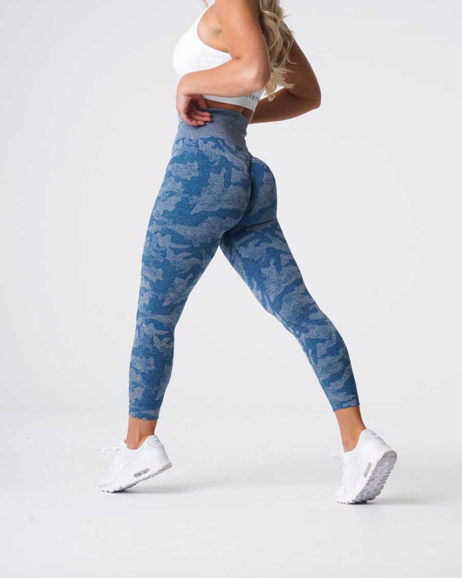 Blue Women's NVGTN Camo Seamless Leggings Dubai | 6n0rVUyE