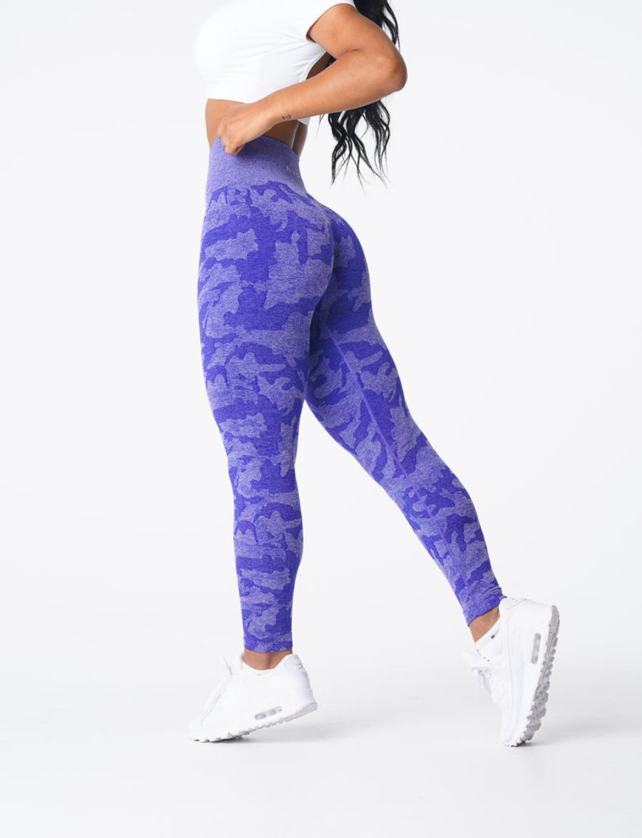 Blue Women's NVGTN Camo Seamless Leggings Dubai | xefACGgK