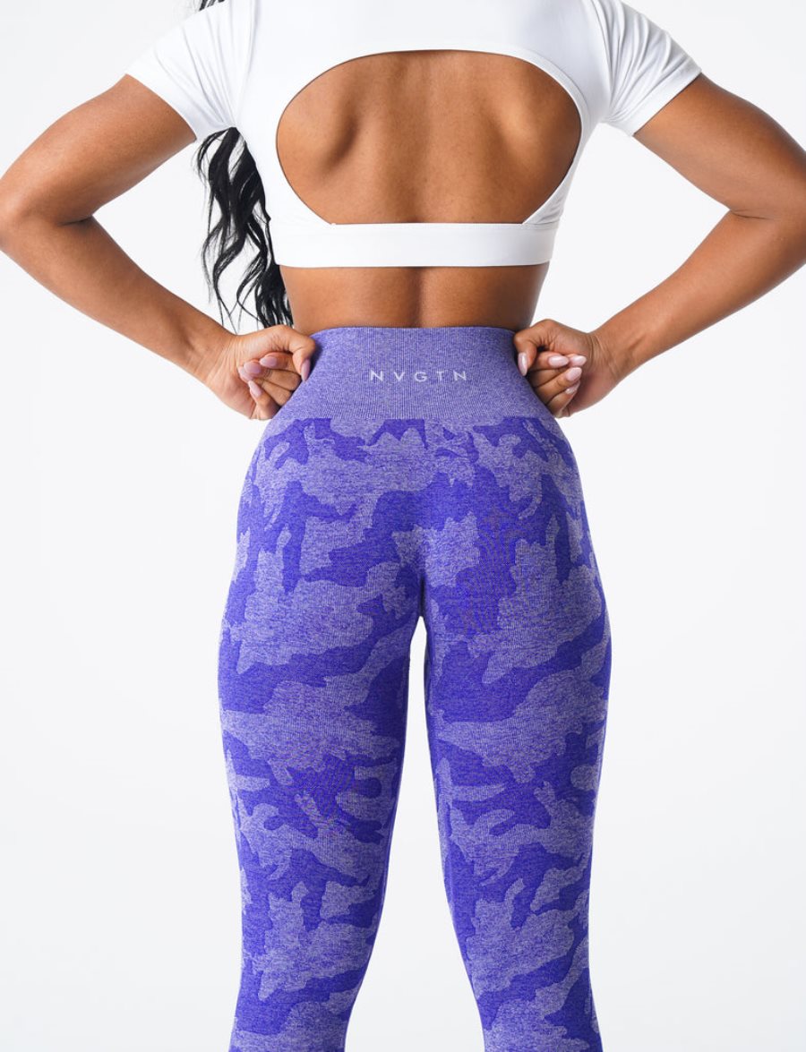 Blue Women's NVGTN Camo Seamless Leggings Dubai | xefACGgK