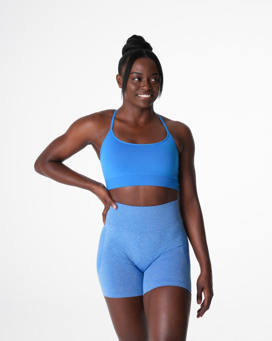 Blue Women's NVGTN Invincible Seamless Sports Bra Dubai | tZWSTymN