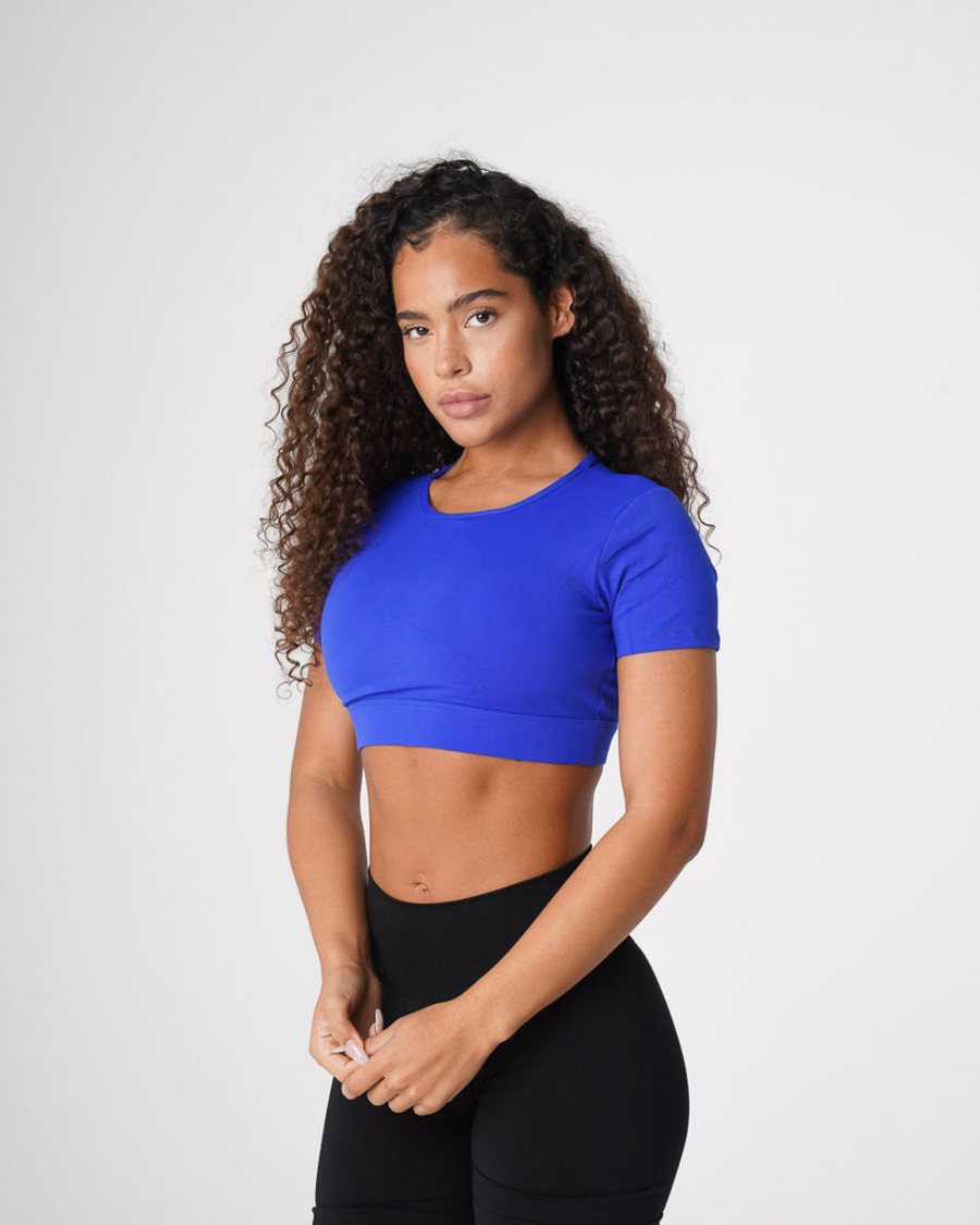 Blue Women's NVGTN Open Back T Shirts Dubai | f1CQ3K7L