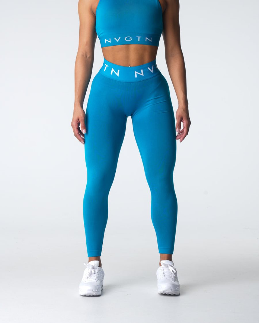 Blue Women's NVGTN Sport Seamless Leggings Dubai | ZXKhuMYt