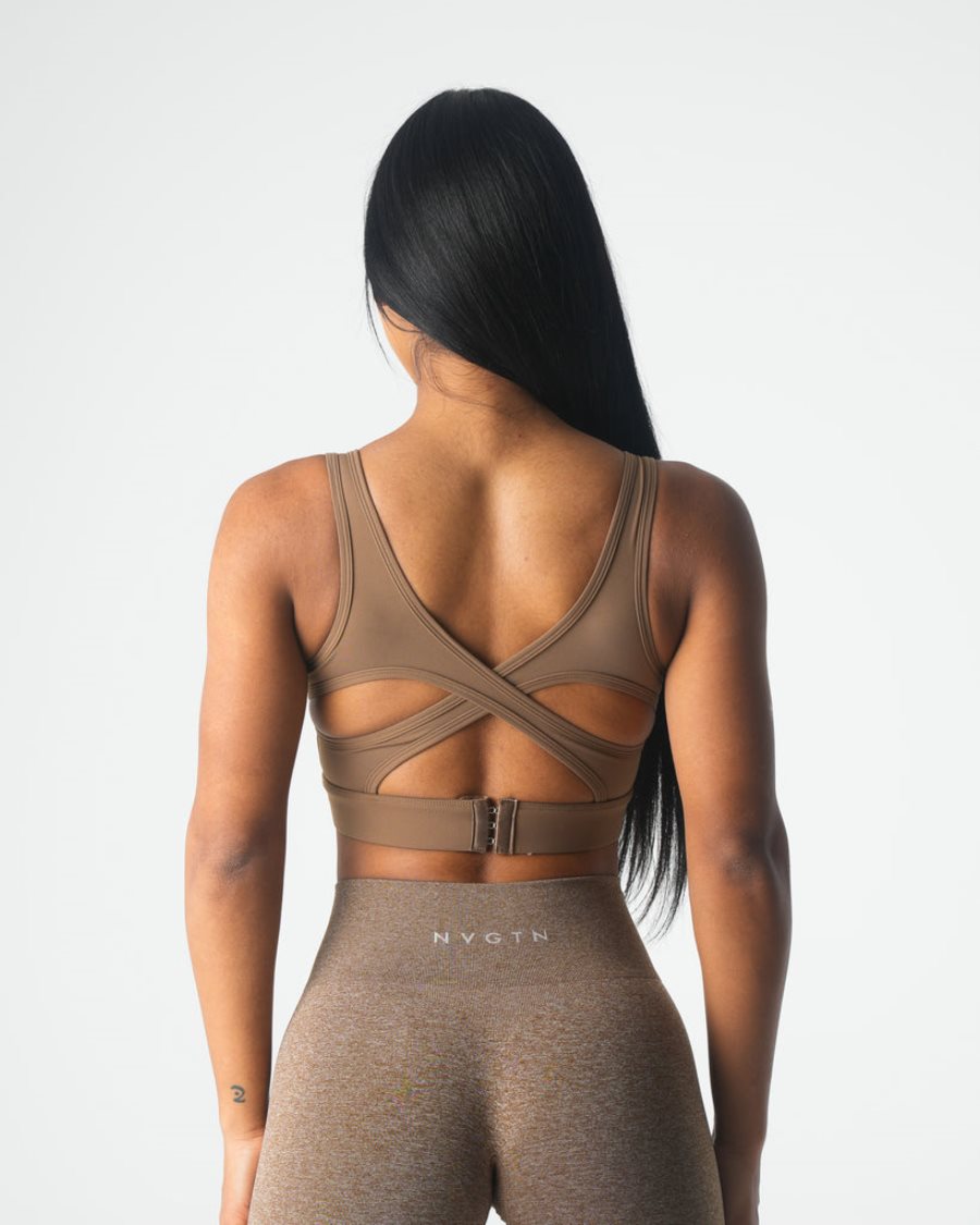 Brown Women's NVGTN Allure Sports Bra Dubai | xlzEBVlb