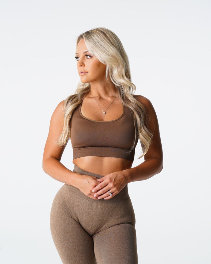 Brown Women's NVGTN Ignite Seamless Sports Bra Dubai | Fo1LbUeA