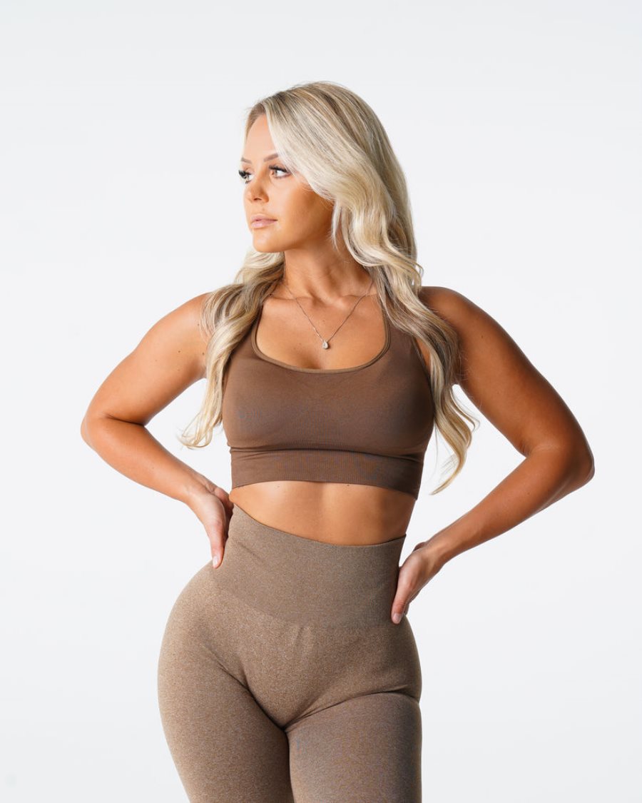 Brown Women's NVGTN Ignite Seamless Sports Bra Dubai | Fo1LbUeA