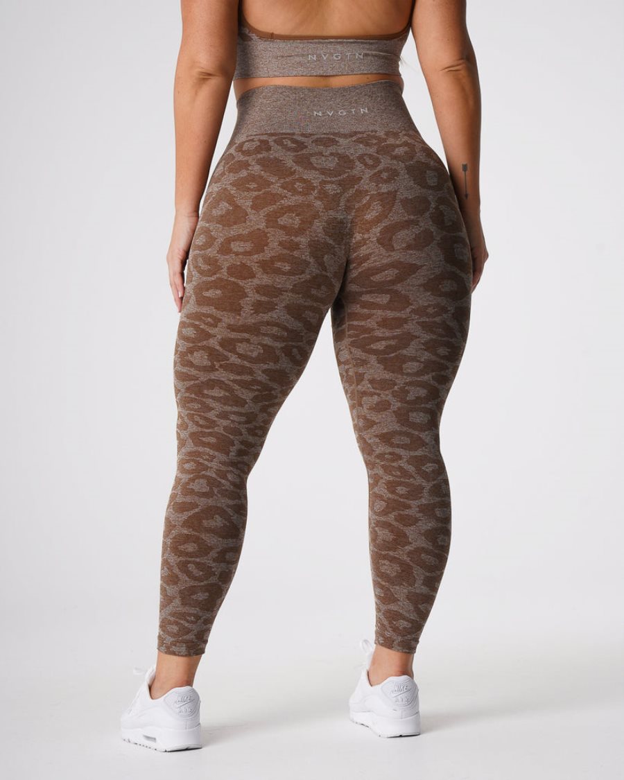 Brown Women's NVGTN Leopard Seamless Leggings Dubai | fYc6iJDK