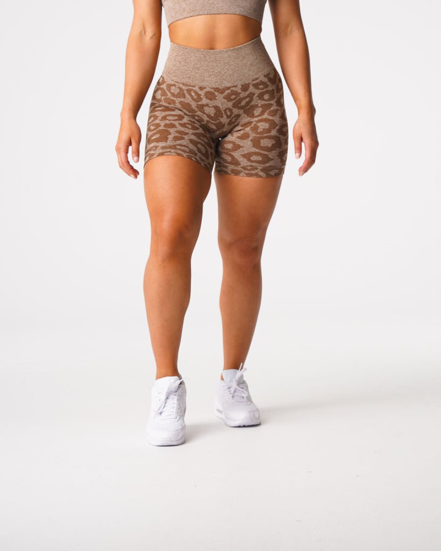 Brown Women's NVGTN Leopard Seamless Shorts Dubai | Nb7sBOiE