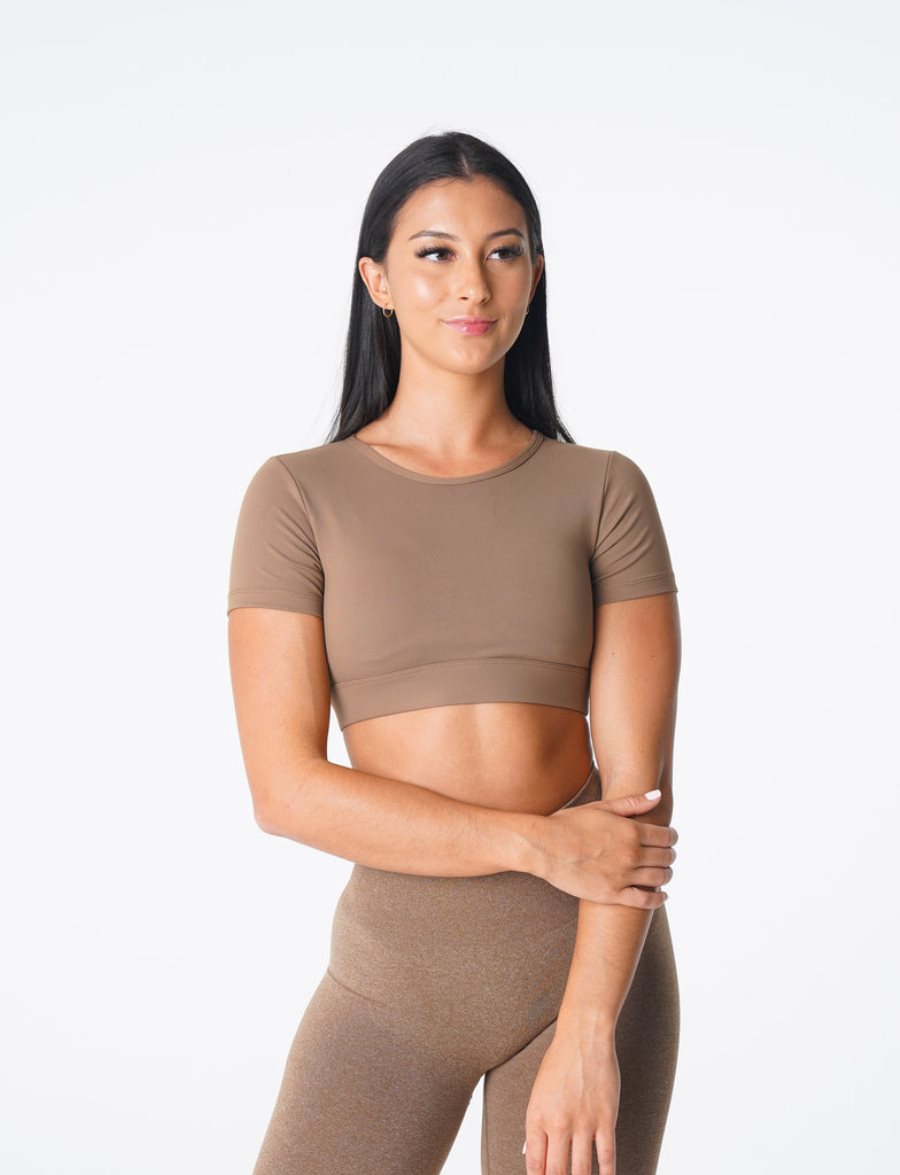 Brown Women's NVGTN Open Back T Shirts Dubai | ICzvU9Yi