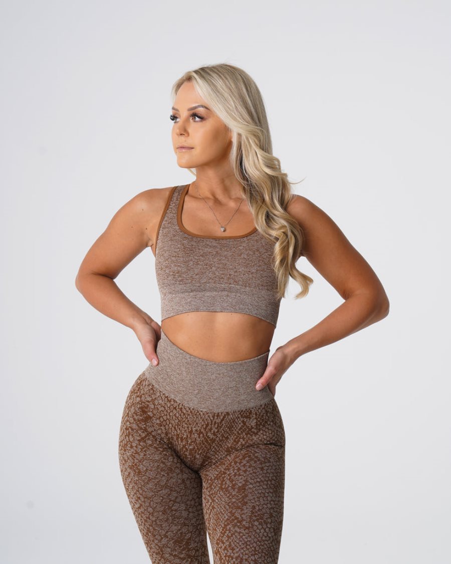 Brown Women's NVGTN Snakeskin Eclipse Seamless Sports Bra Dubai | 4w5KOO6Y