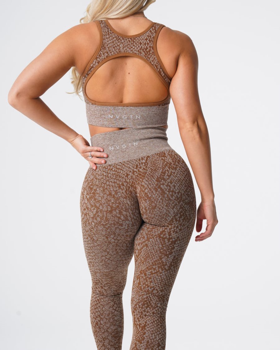 Brown Women's NVGTN Snakeskin Seamless Leggings Dubai | oEDVj42w