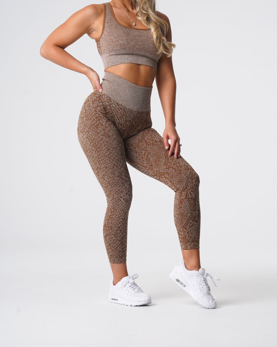 Brown Women's NVGTN Snakeskin Seamless Leggings Dubai | oEDVj42w