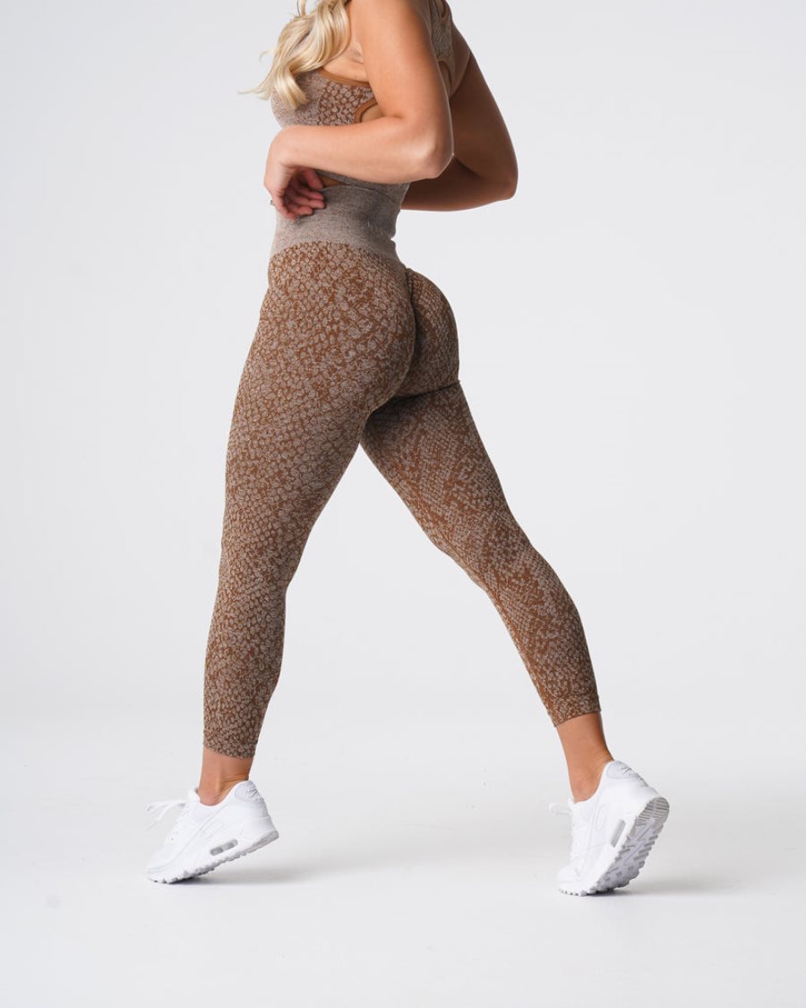 Brown Women's NVGTN Snakeskin Seamless Leggings Dubai | oEDVj42w