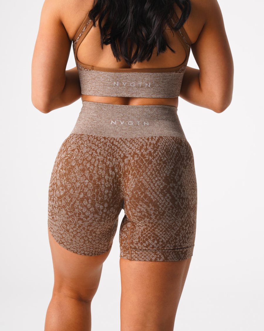 Brown Women's NVGTN Snakeskin Seamless Shorts Dubai | sYmKzxCK