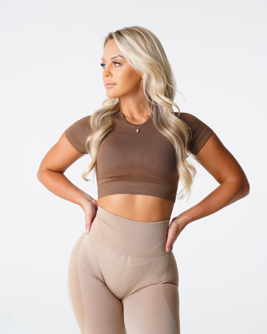 Brown Women's NVGTN Vortex Seamless Top Sports Bra Dubai | s6kdTpLR