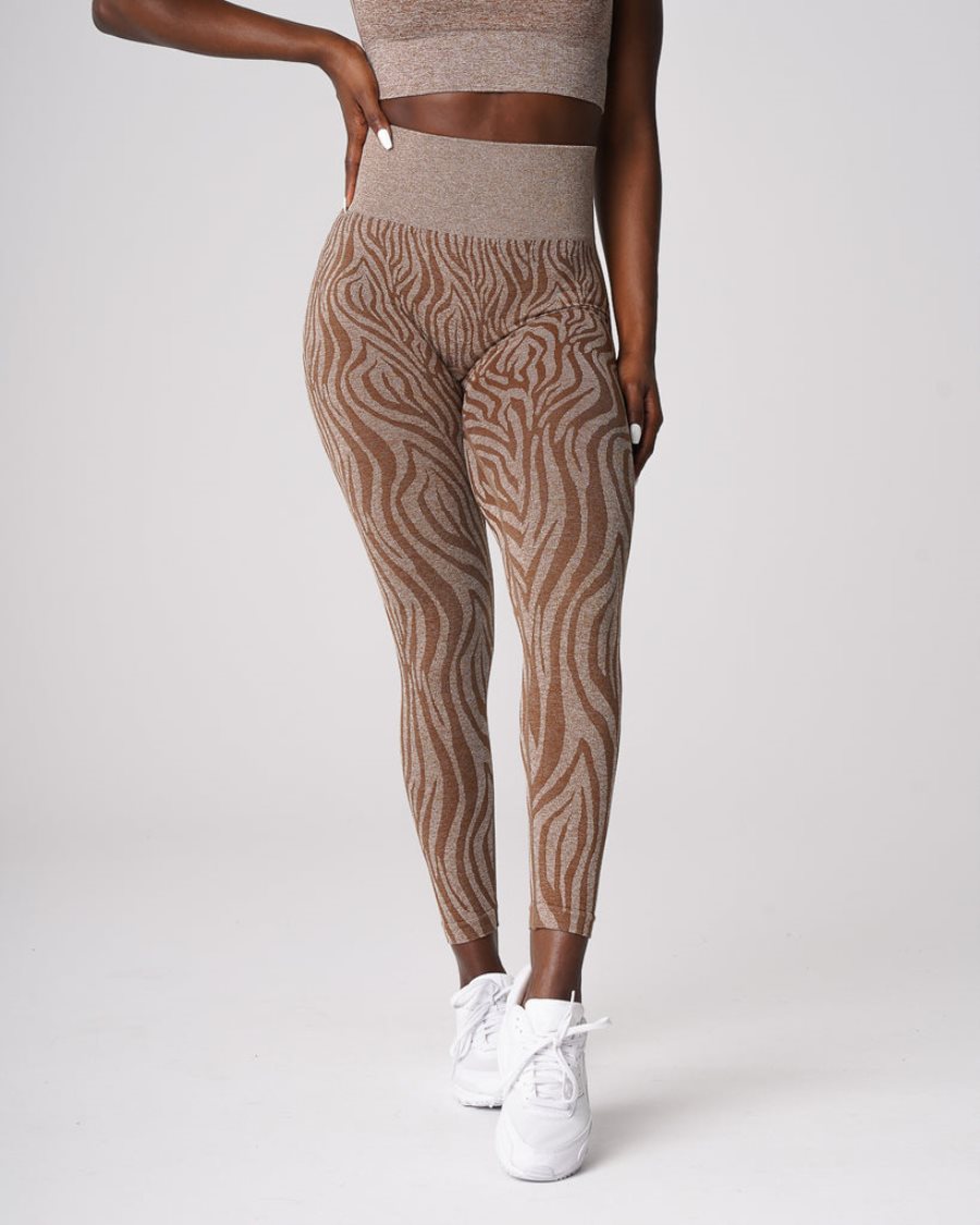 Brown Women's NVGTN Zebra Seamless Leggings Dubai | 1WvxMdHw