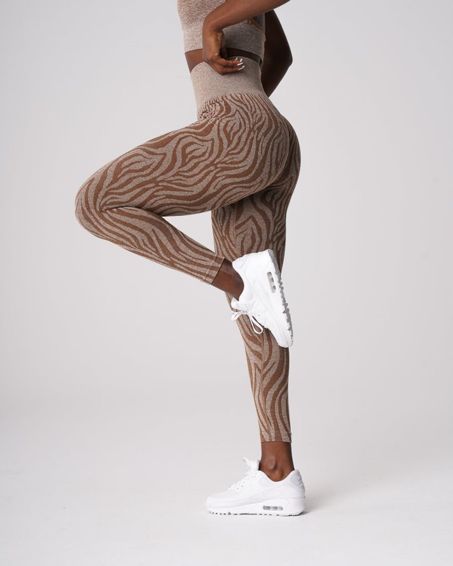 Brown Women's NVGTN Zebra Seamless Leggings Dubai | 1WvxMdHw