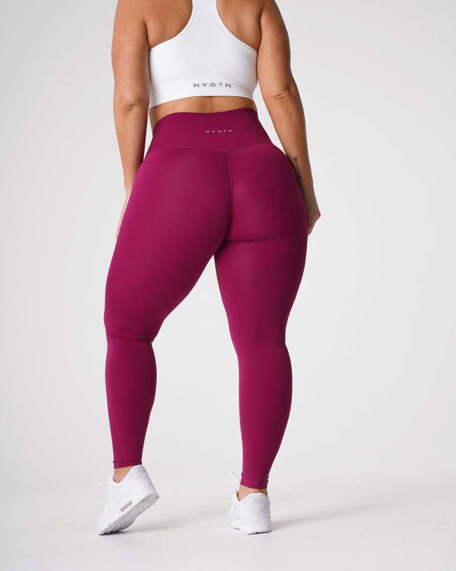 Burgundy Women's NVGTN Signature 2.0 Leggings Dubai | QXeKqVVZ