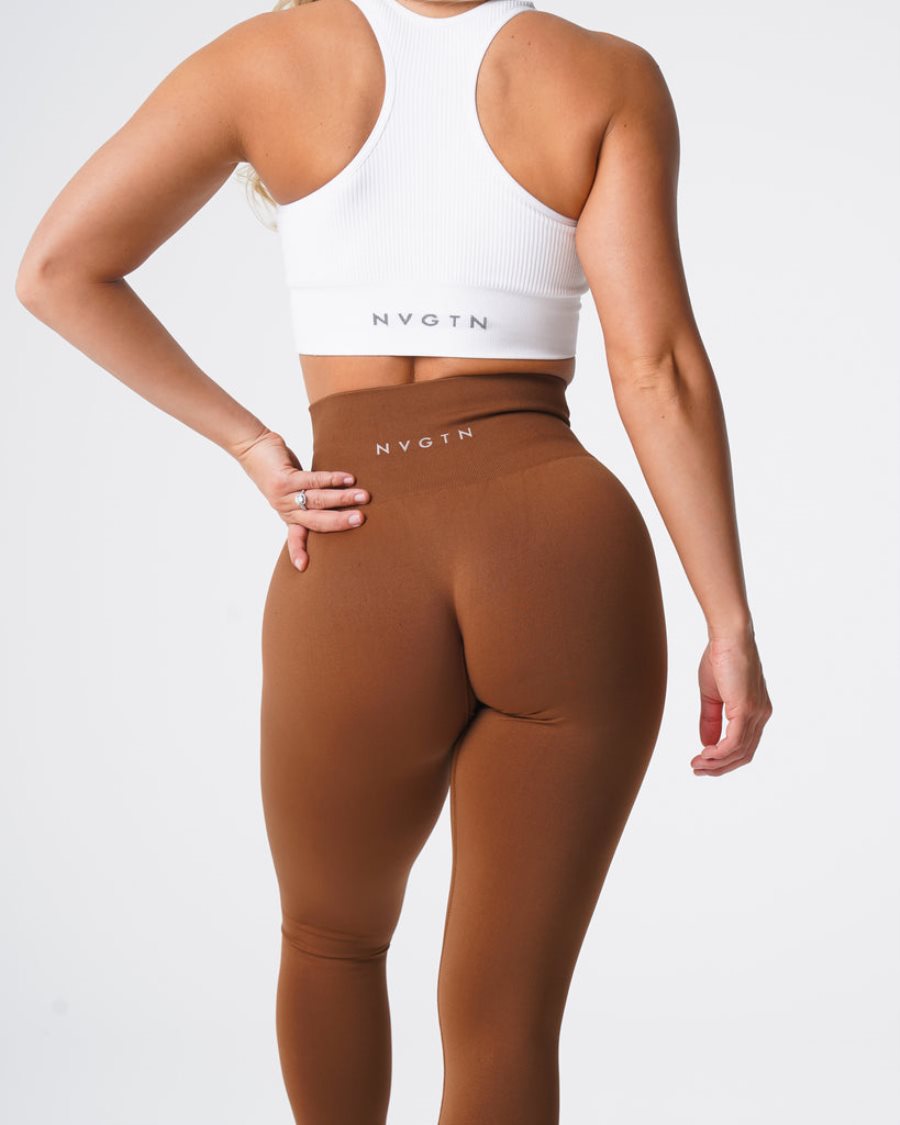 Chocolate Women's NVGTN Solid Seamless Leggings Dubai | DO8IhQXd