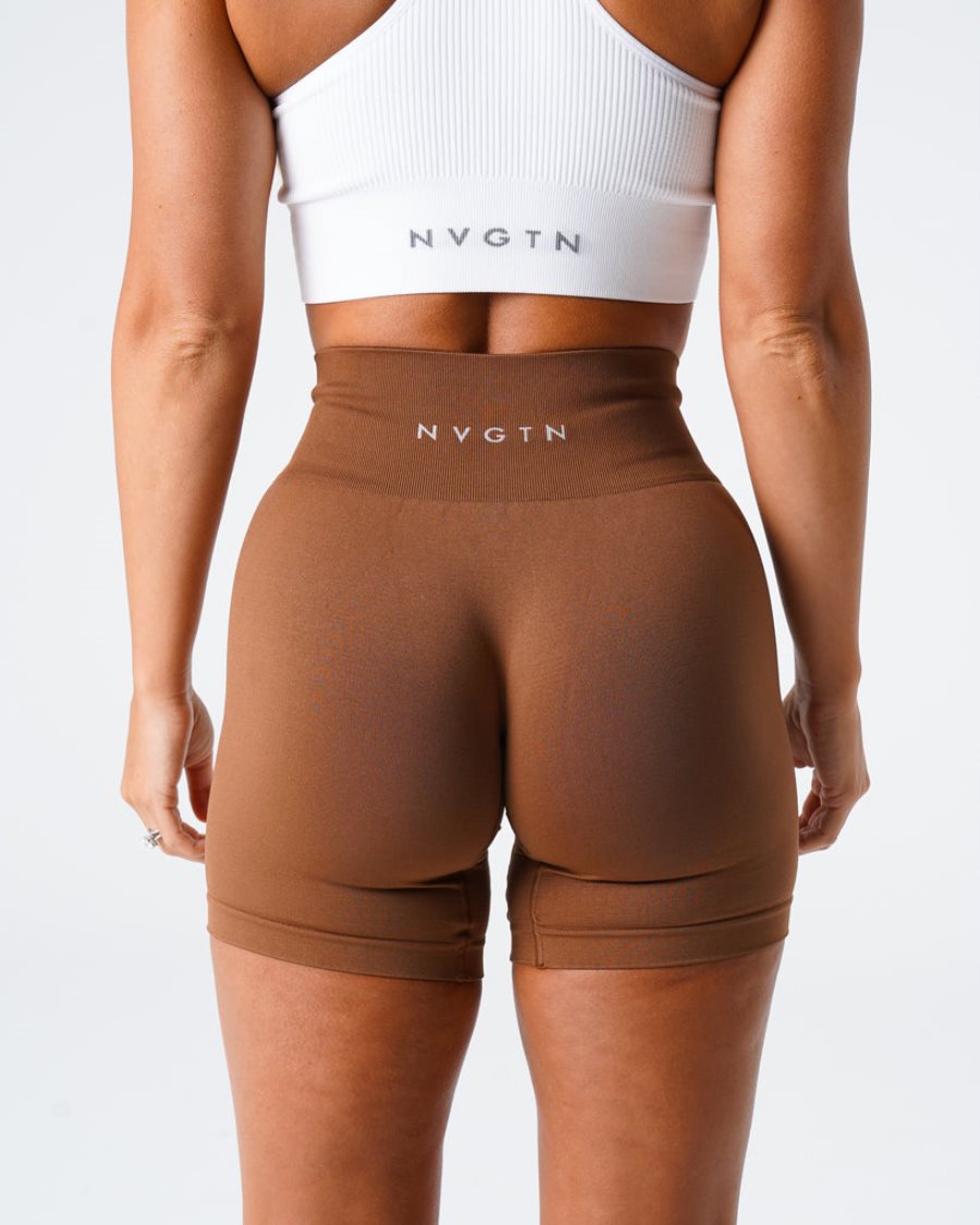 Chocolate Women's NVGTN Solid Seamless Shorts Dubai | NhHh3wnO