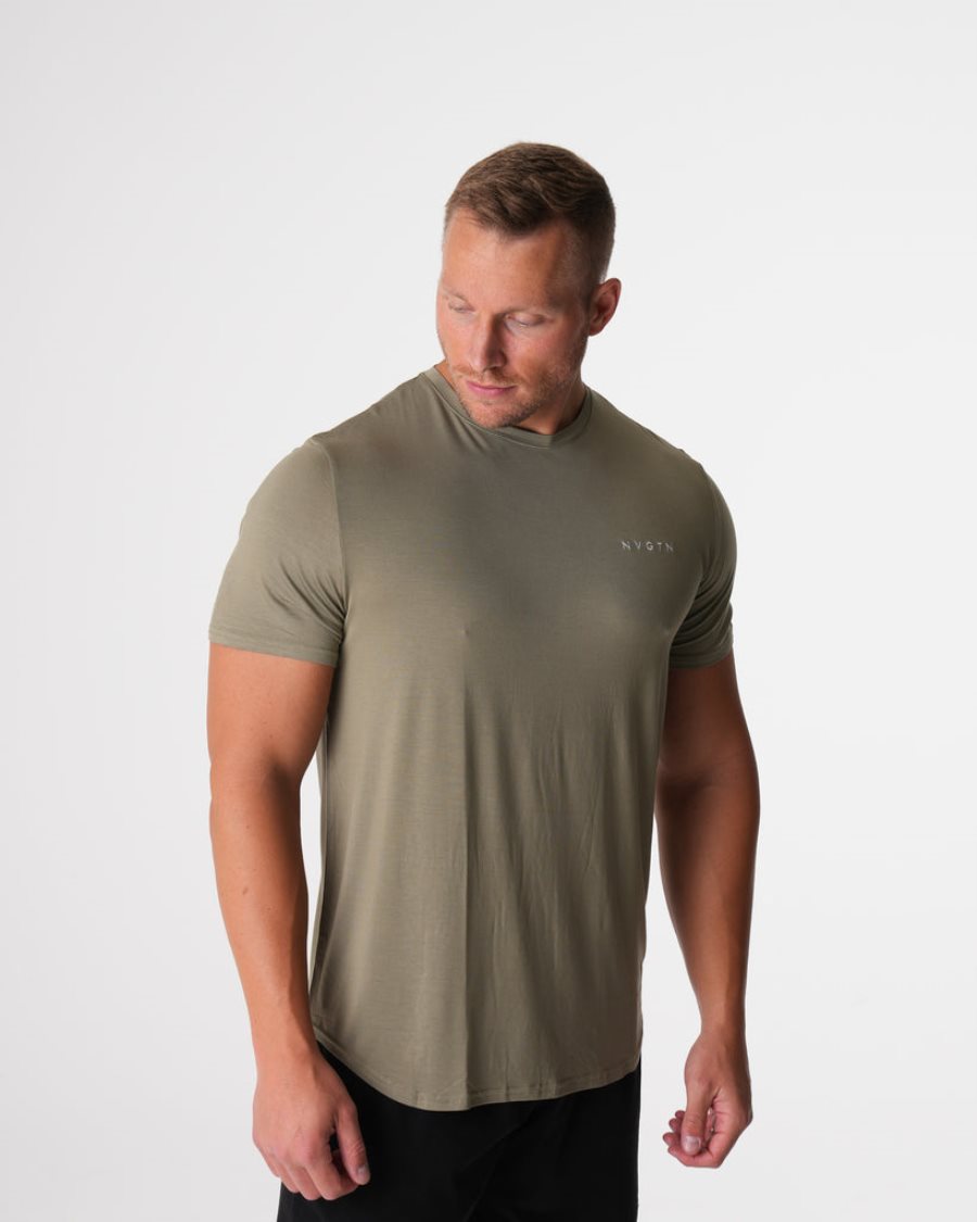 Green Men's NVGTN Tech Fitted T Shirts Dubai | bjiwooIM