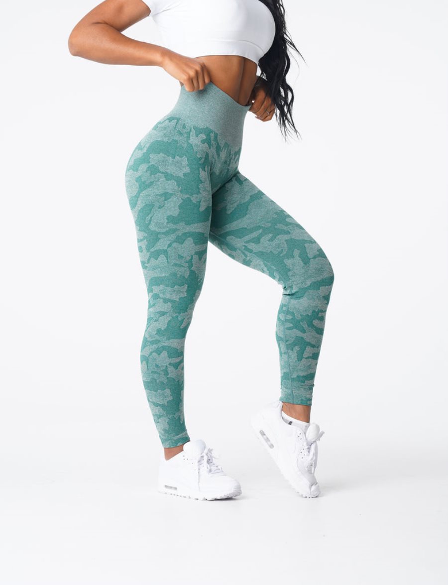 Green Women's NVGTN Camo Seamless Leggings Dubai | 0SysbCRG