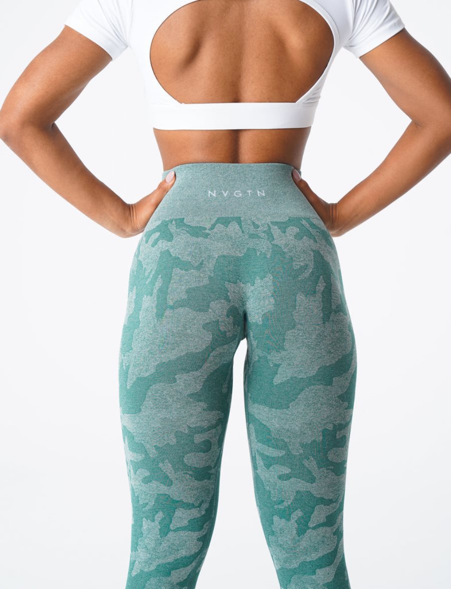 Green Women's NVGTN Camo Seamless Leggings Dubai | 0SysbCRG