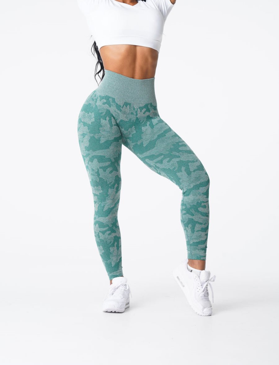 Green Women\'s NVGTN Camo Seamless Leggings Dubai | 0SysbCRG