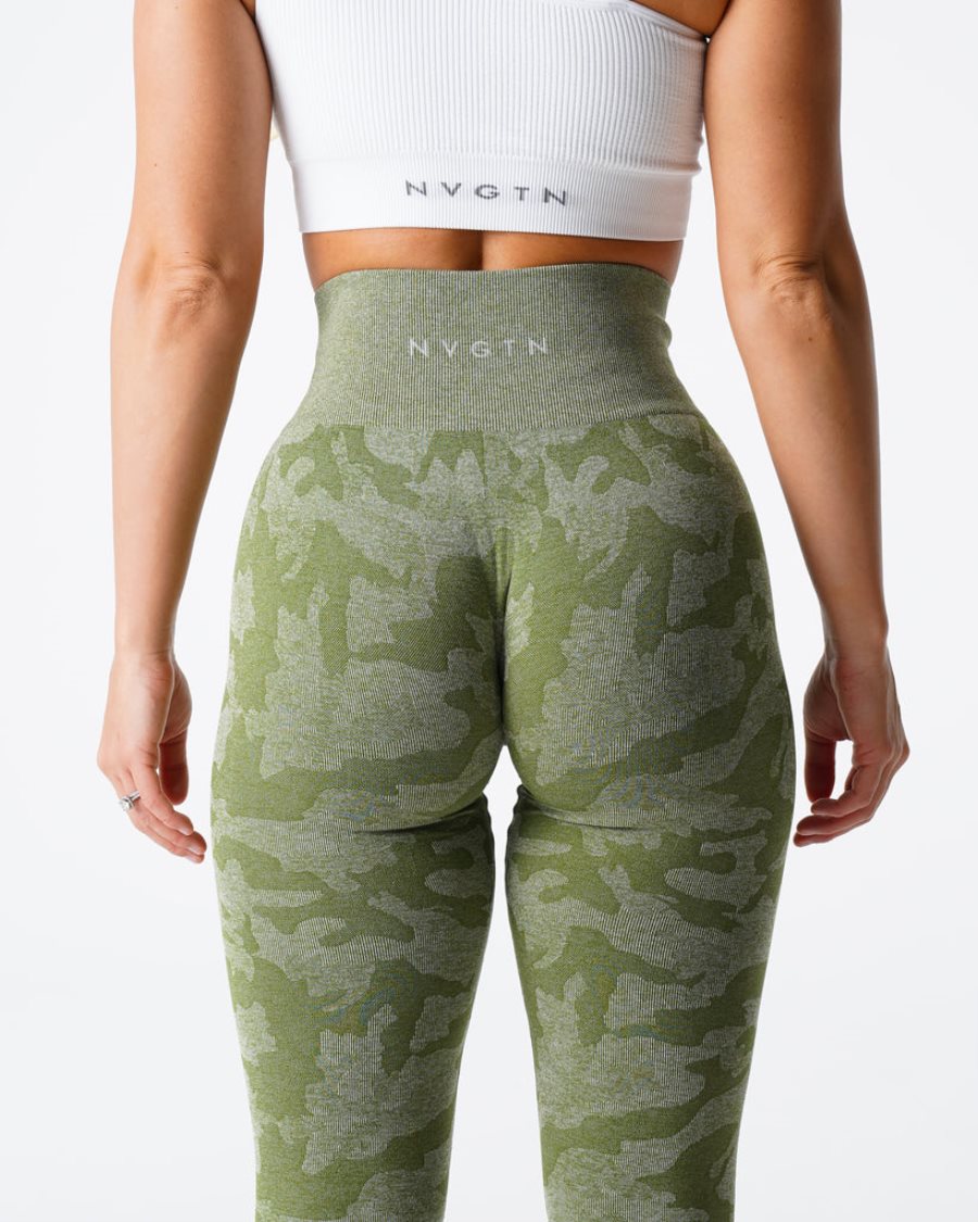 Green Women's NVGTN Camo Seamless Leggings Dubai | 4YzHhRnU