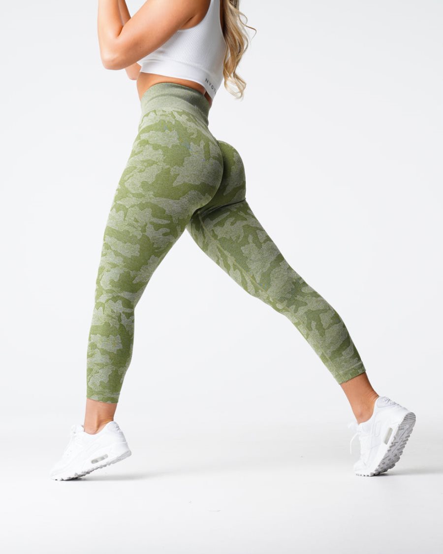 Green Women's NVGTN Camo Seamless Leggings Dubai | 4YzHhRnU