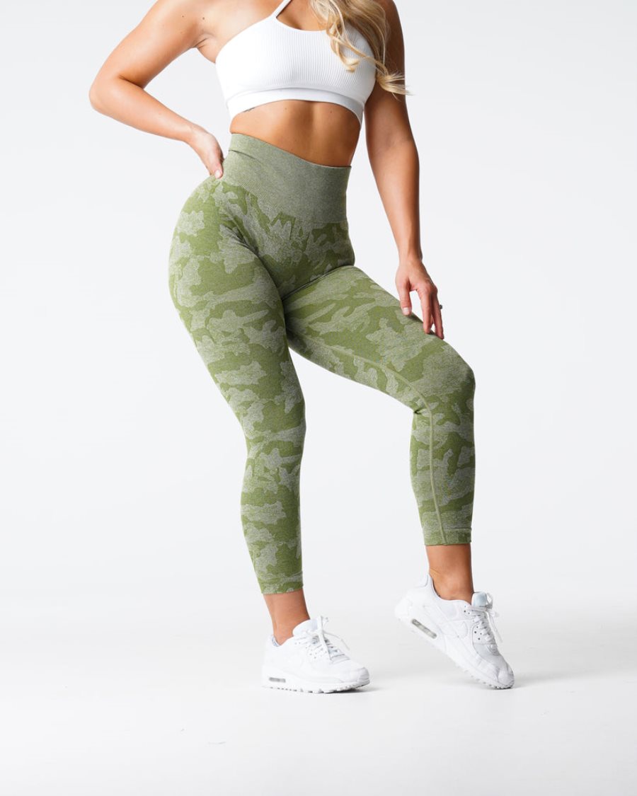 Green Women's NVGTN Camo Seamless Leggings Dubai | 4YzHhRnU