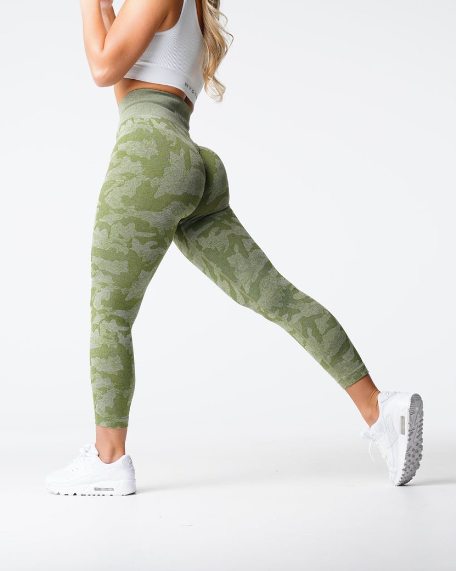 Green Women\'s NVGTN Camo Seamless Leggings Dubai | 4YzHhRnU