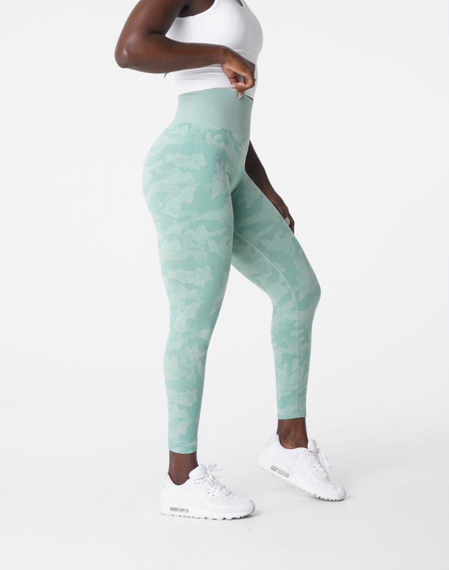 Green Women's NVGTN Camo Seamless Leggings Dubai | FWbdbniK